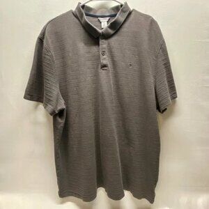Calvin Klein Polo Shirt Men's XXL Gray Tonal Stripe Short Sleeve CK Logo GUC